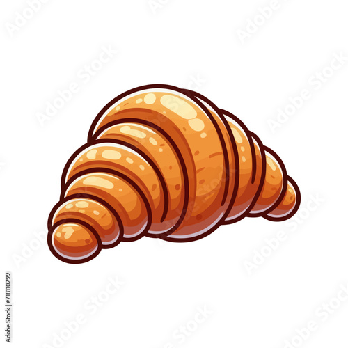 Cartoon croissant isolated on a white background. Vector illustration
