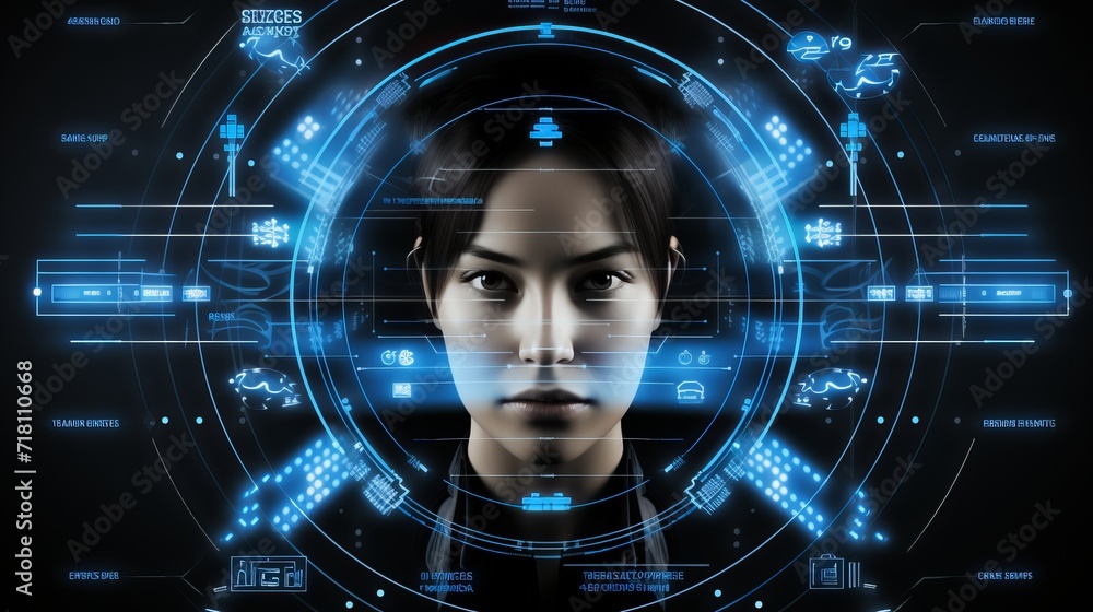 Facial recognition system concept with 3d scanning and biometric scanning in polygon vector design. Facial recognition system concept with 3d scanning and biometric scanning in polygon vector design.