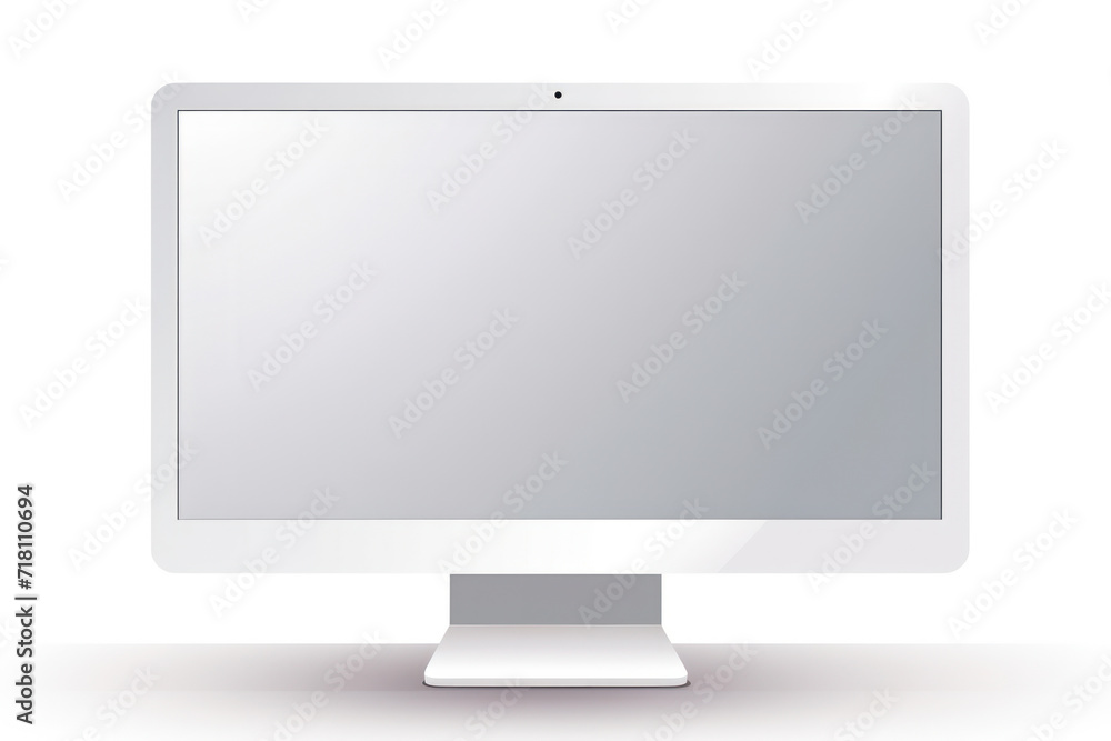 Modern White Computer Screen, LCD Wide Display: Blank Flat Design in Silver and Black, with Internet Background Modern White Computer Screen, LCD Wide Display: Blank Flat Design in Silver and Black, with Internet Background