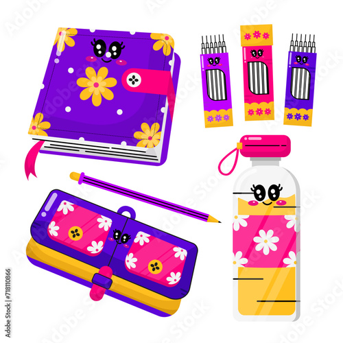 Book and pencilcase vector element