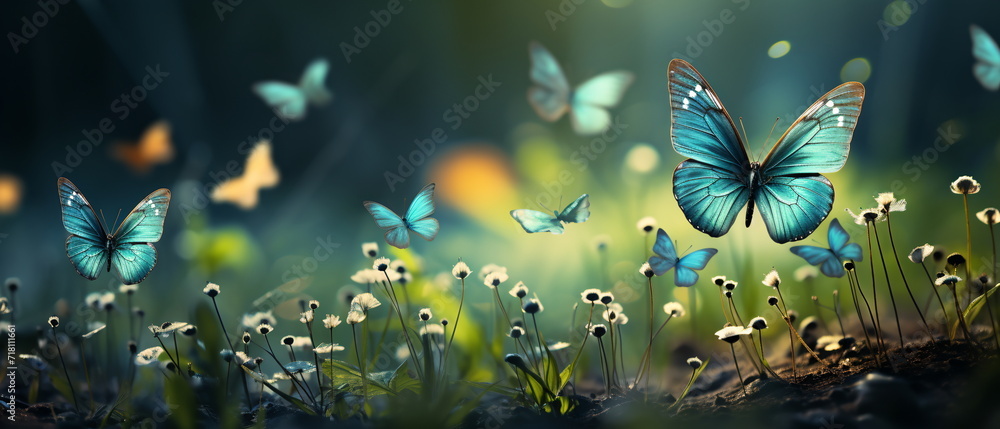 blossoming sakura. branch of blossoming sakura and bright blue morpho butterfly blossoming sakura. branch of blossoming sakura and bright blue morpho butterfly