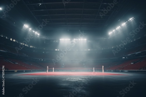 Slika na platnu Epic professional boxing arena box ring sport empty background competition profe