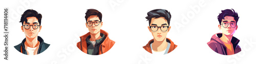 Young asian man avatar. Cartoon vector