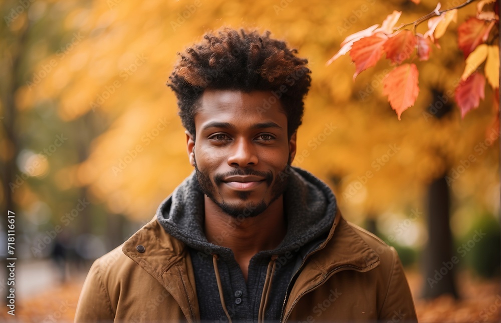 Man with autumn leaves, autumn natural background Man with autumn leaves, autumn natural background