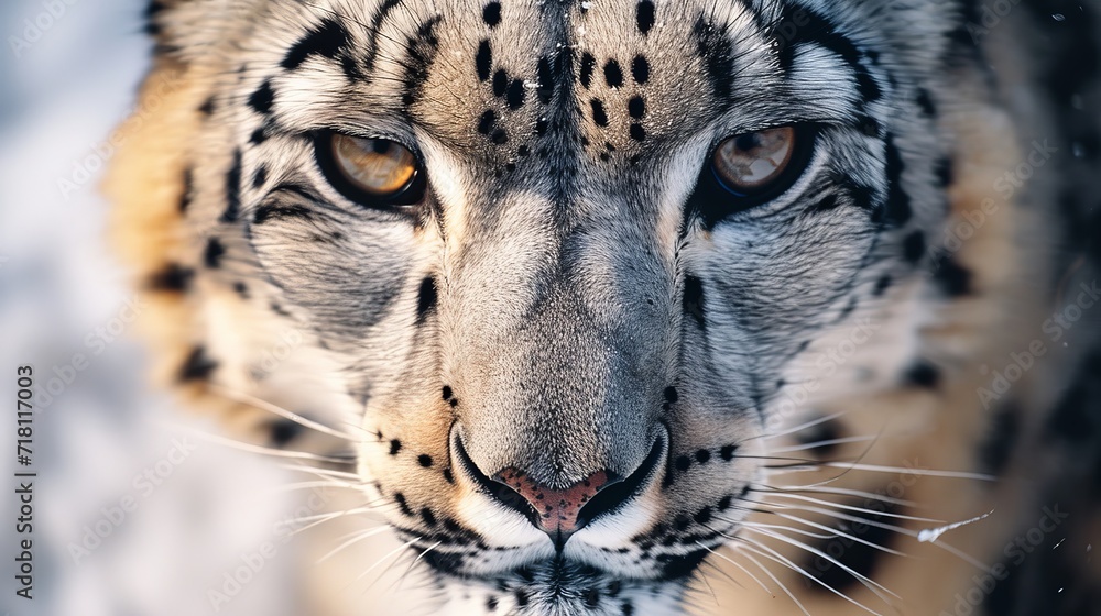 Obraz premium Intense Gaze of a Snow Leopard