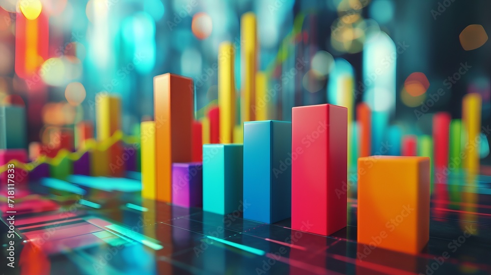 Geometric Composition of Colorful Shapes Representing Business Success Geometric Composition of Colorful Shapes Representing Business Success