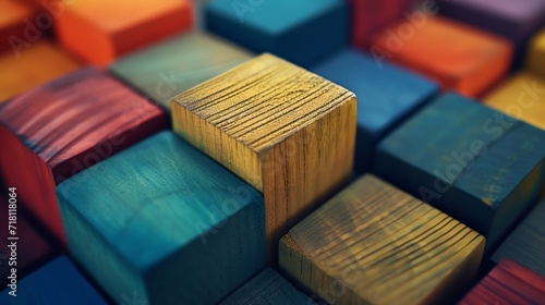 Colorful Wooden Blocks Macro photo