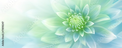Dahlia flowers are white and green in the photo with beautiful nuances. generative AI
