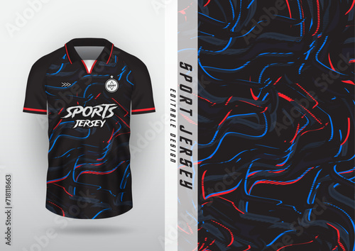 Background sublimation outdoor sports jersey football jersey futsal jersey running jersey racing workout red blue wire pattern on black background