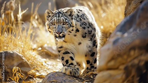Snow Leopard Marking Territory
