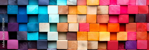 Colorful multi-colored wooden blocks. photo