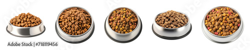 Collection set of pet food bowl isolated on transparent or white background, png photo
