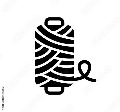 Thread icon. Vector simple black line rope, sewing yarn illustration. Thread spool symbol