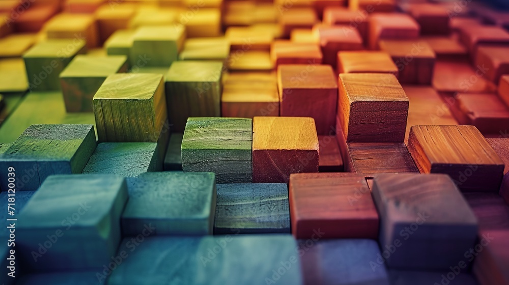 Fototapeta premium Gradient Wooden Blocks Background