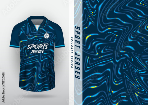 Background sublimation outdoor sports jersey football jersey futsal jersey running jersey racing  workout dark blue and yellow liquid wave pattern