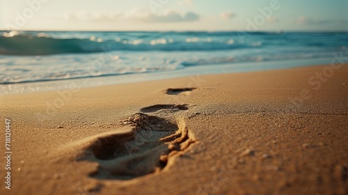 Solitary Footprint on Deserted Beach