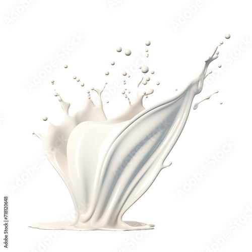 Milk Splash in Blue and White Isolation with Water Droplets and Motion, Abstract Liquid Art on a Clean White Background