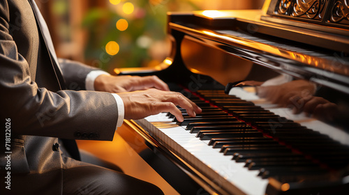 Musician is playing the piano at music festival