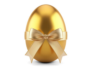 Golden egg with a ribbon isolated on transparent or white background, png