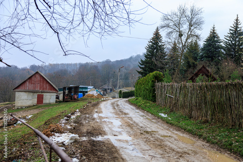 Fototapeta Naklejka Na Ścianę i Meble -  Rural dirt road. Background with selective focus and copy space