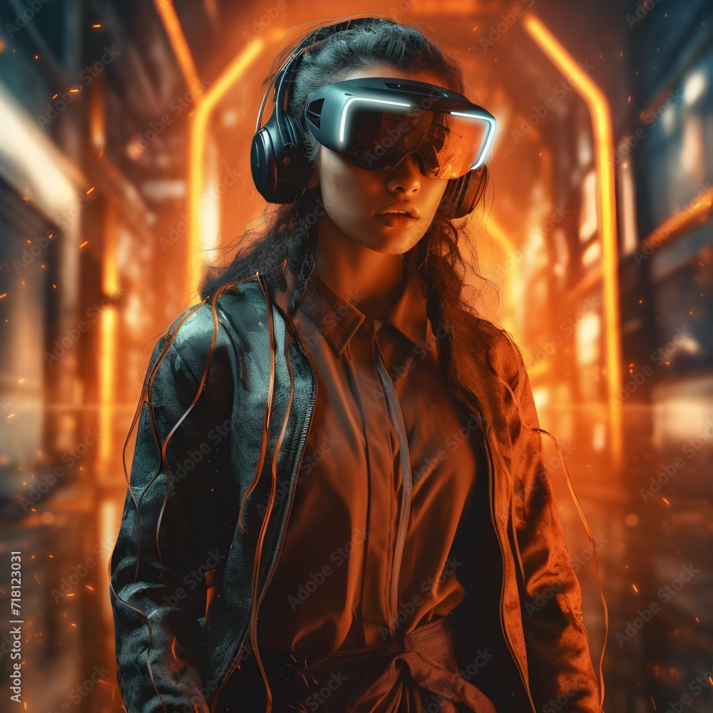 Women wearing virtual reality headsets Women wearing virtual reality headsets
