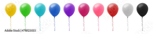 Collection set of colorful balloons isolated on transparent or white background, png