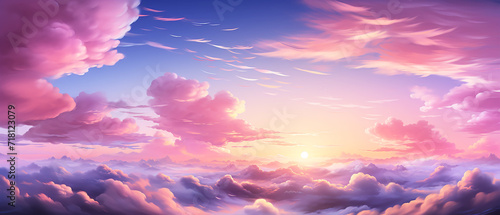 Colorful clouds with pink sky
