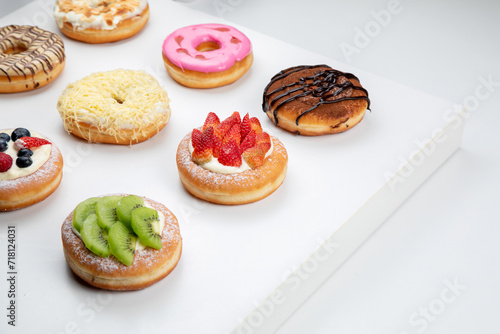 fruity and delicious doughnut isolated on white background