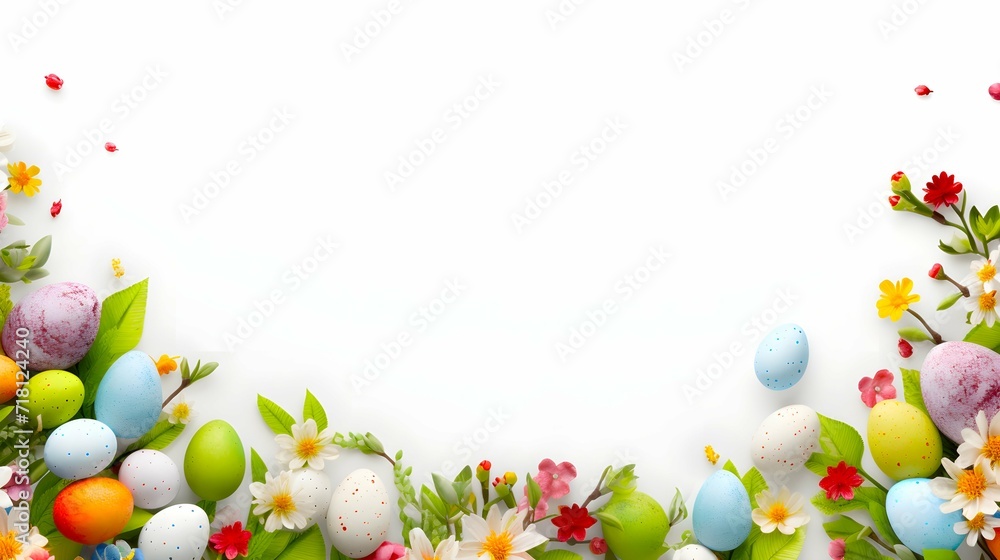 Beautiful easter card with isolated white background and copy space - Format 16:9