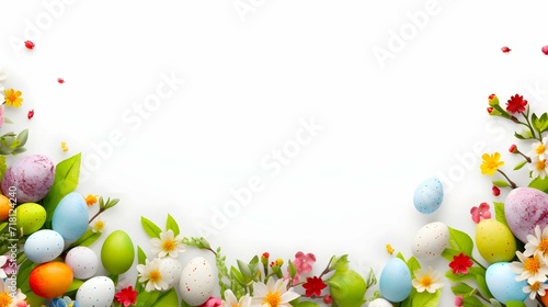 Obraz na płótnie Beautiful easter card with isolated white background and copy space - Format 16:9 w salonie