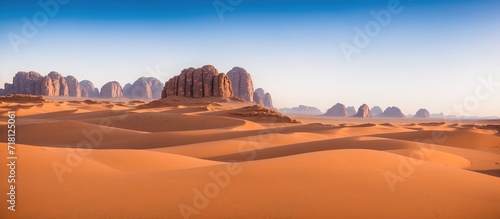 Dry desert landscape. Hot lifeless sand  Generative AI.