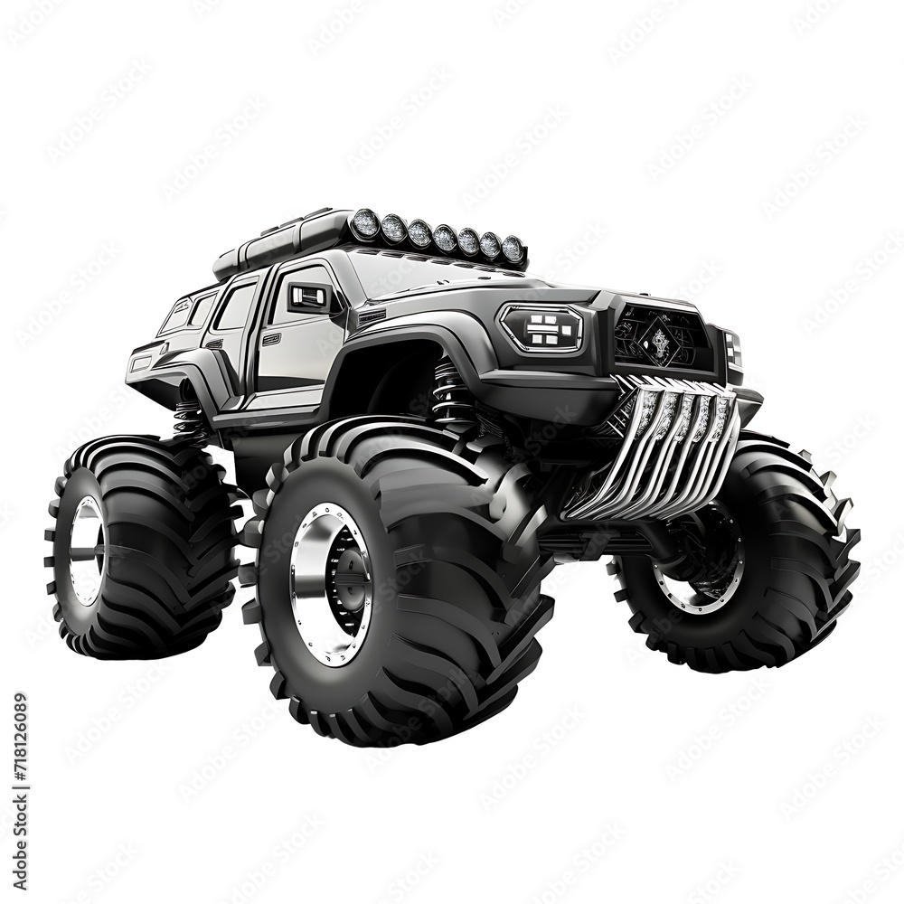 Electric future monster truck on transparent background PNG