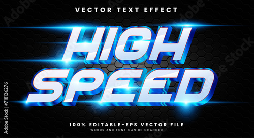 3D High Speed neon style vector text effect Template