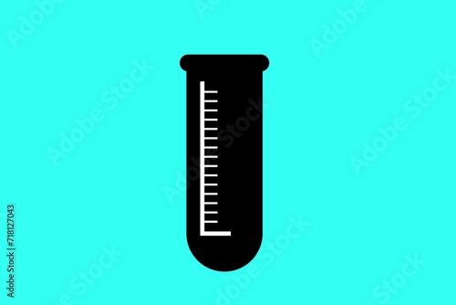 Black test tube icon on a teal background.