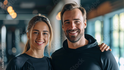 Fit Together Happy Athletic Couple Embracing Post-Workout Triumph
