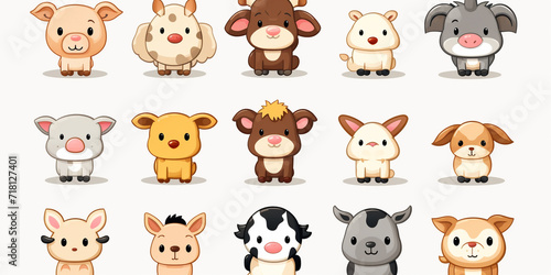 Cute farm animals clip art