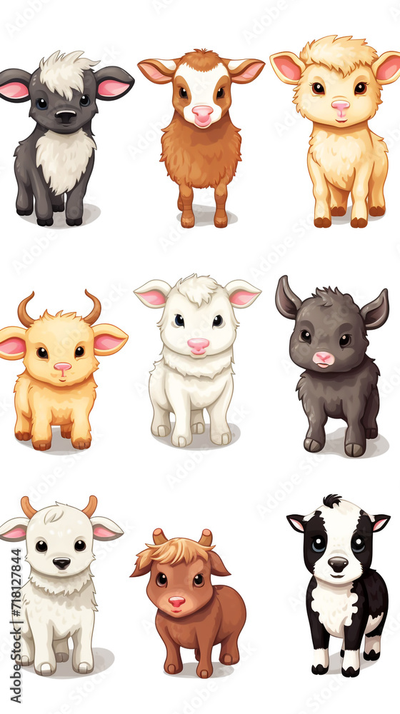 Fototapeta premium Cute farm animals clip art