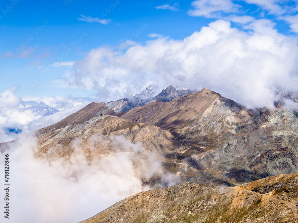 Idyllic Swiss mountain landscape on the Gornergrat above Zermatt in the canton of Valais
