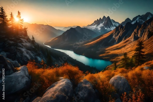 sunset in the mountains