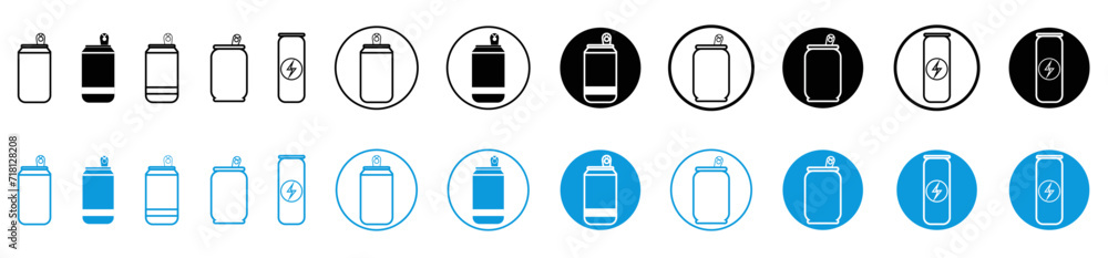Tin can icon set. Tuna aluminum can vector symbol collection. Editable stroke. Tin can icon set. Tuna aluminum can vector symbol collection. Editable stroke.