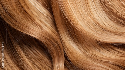 Brown and cream-colored hair that is wavy and shiny. generative AI