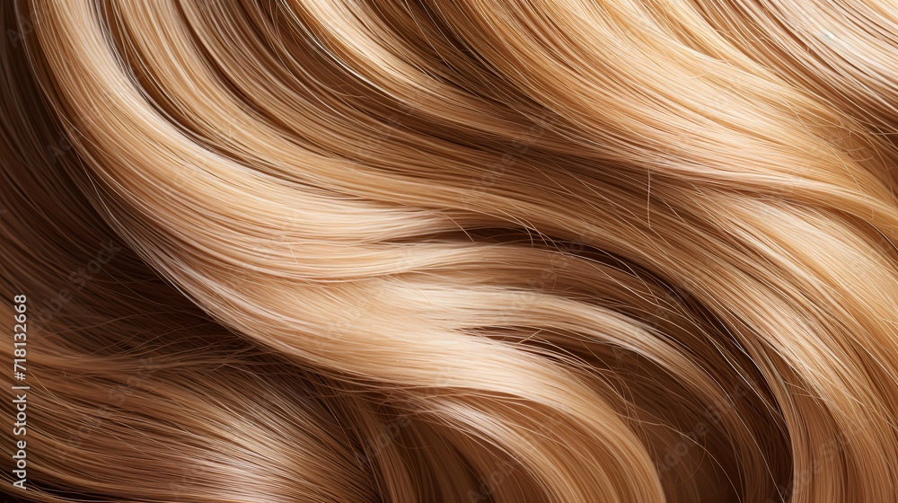 Brown and cream-colored hair that is wavy and shiny. generative AI Brown and cream-colored hair that is wavy and shiny. generative AI