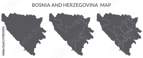 Bosnia and Herzegovina map. Map of Bosnia and Herzegovina in grey set