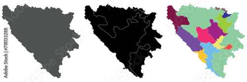 Bosnia and Herzegovina map. Map of Bosnia and Herzegovina set