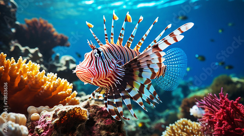 Fish on coral reef with deep ocean © Inlovehem