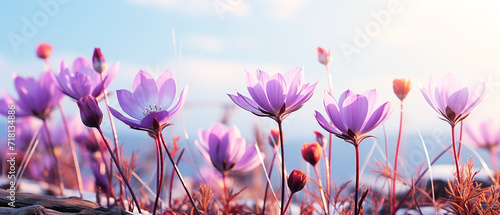 Purple flowers and blue sky