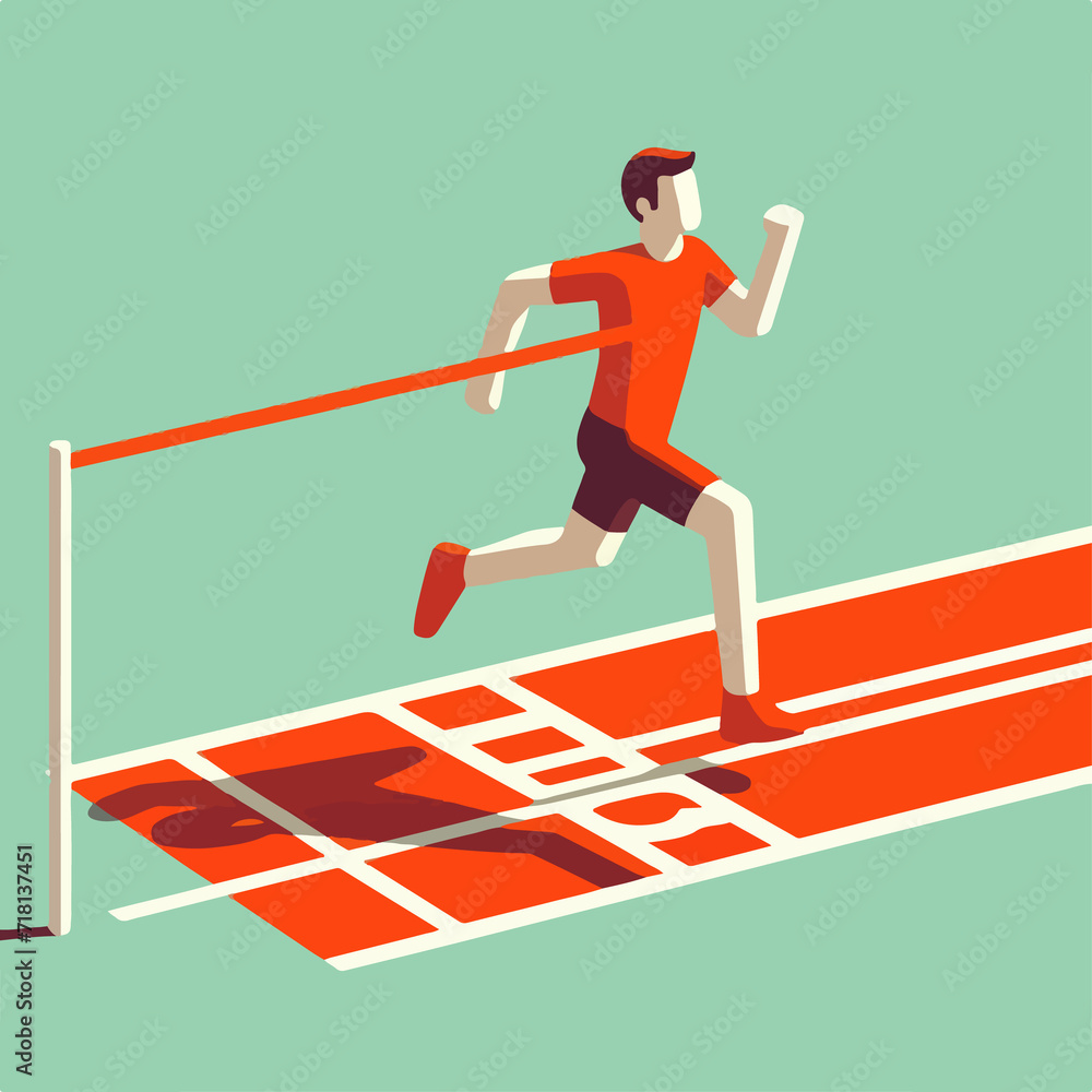 man running on track reach finish line man running on track reach finish line