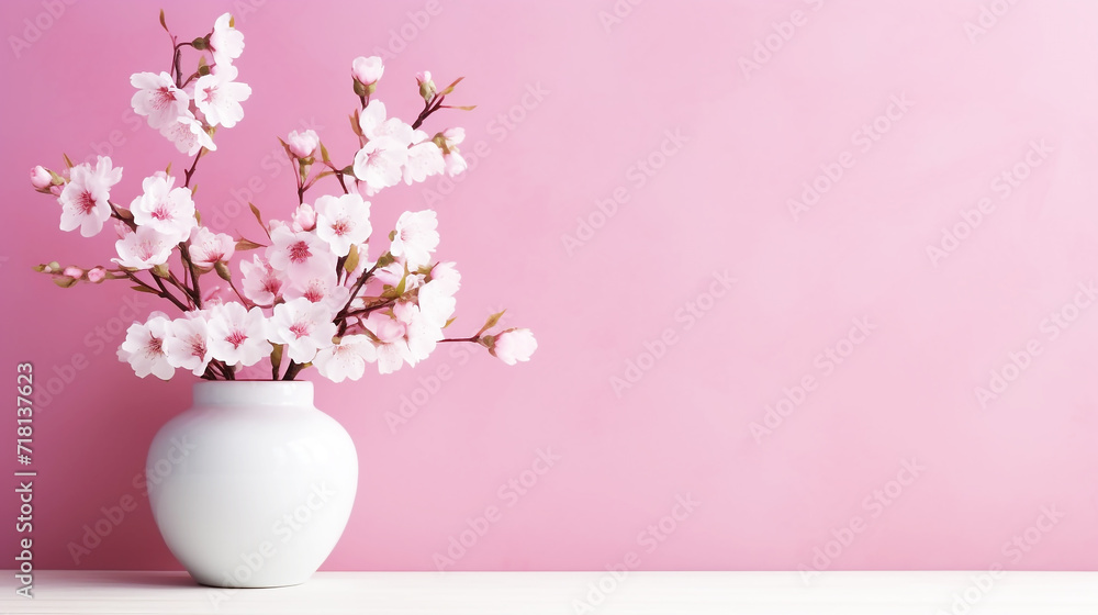 Pink flowers on the vase