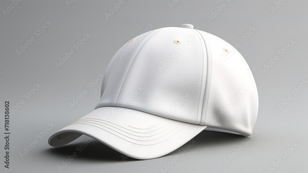 White hat in photo in front of gray wall. generative AI