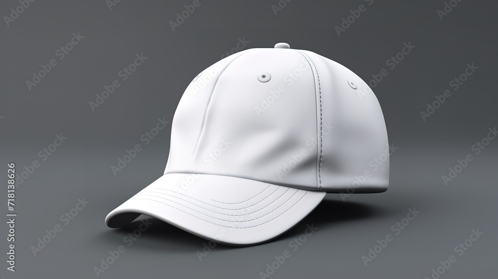 White hat in photo in front of gray wall. generative AI White hat in photo in front of gray wall. generative AI